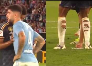 Celta de Vigo complican el lanzamiento del penalti de Rodrygo; Bellingham intenta remediar la situación